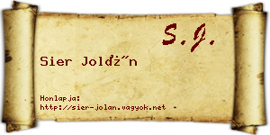 Sier Jolán névjegykártya