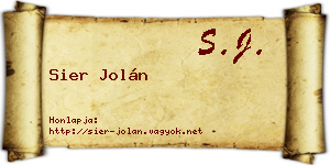 Sier Jolán névjegykártya